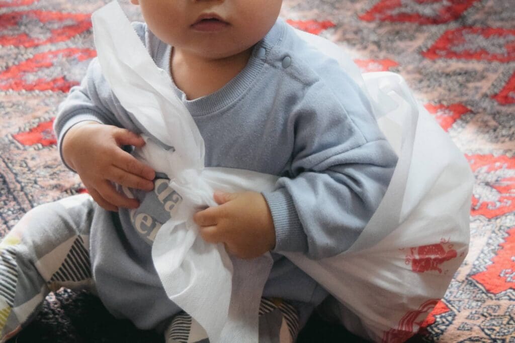 柏・流山・松戸周辺で一升餅を背負う1歳の手元写真